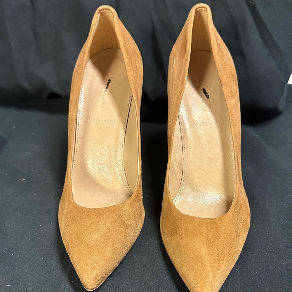 J. Crew Suede Pointed-Toe Pumps in Tan Suede
